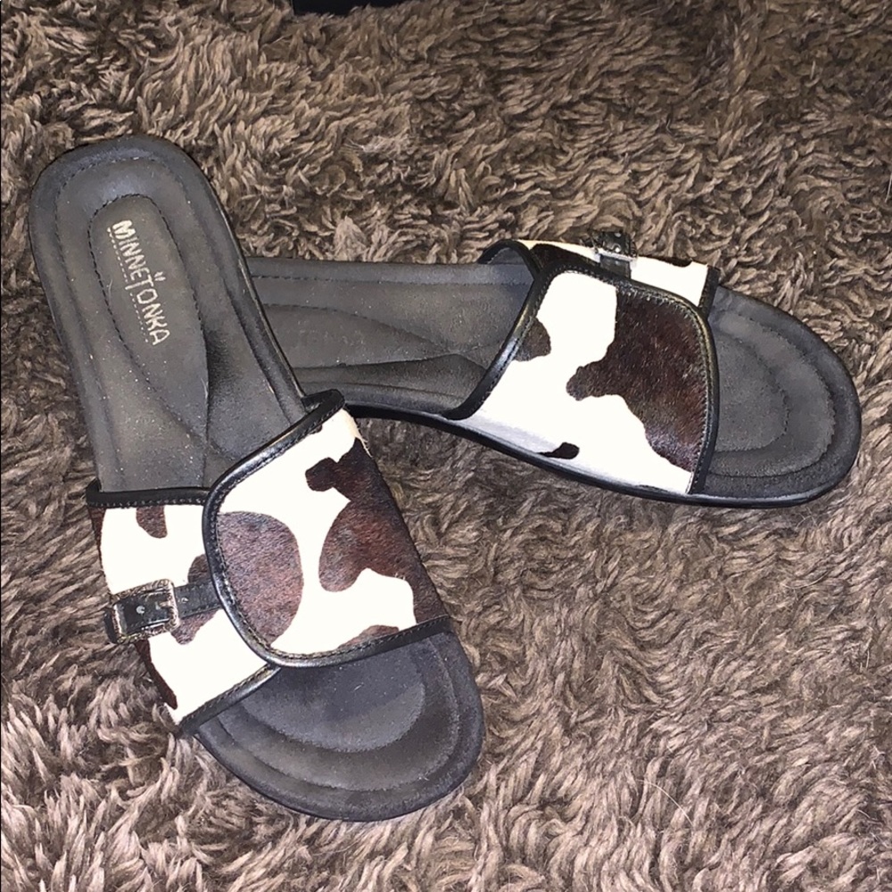 Cow print flats